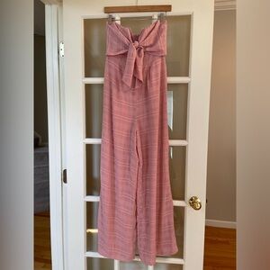 Lulu’s Mauve Strapless Wide-leg Jumpsuit